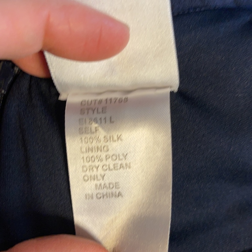 Tadashi Navy Silk Satin/Chiffon Lined Gown Size 6 black New - Picture 9 of 9